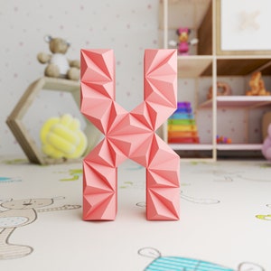 X Low Poly Papercraft, Carta, Alfabeto X 3D, Letra 3D, Regalo, Cartas Papercraft, Plantilla PDF, Modelo 3d DIY Paper Craft, decoración de pared