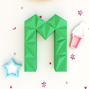M Low Poly Papercraft, Letra, Alfabeto M 3D, Letra 3D, Regalo, Cartas Papercraft, Plantilla PDF, Modelo 3d DIY Paper Craft, decoración de pared