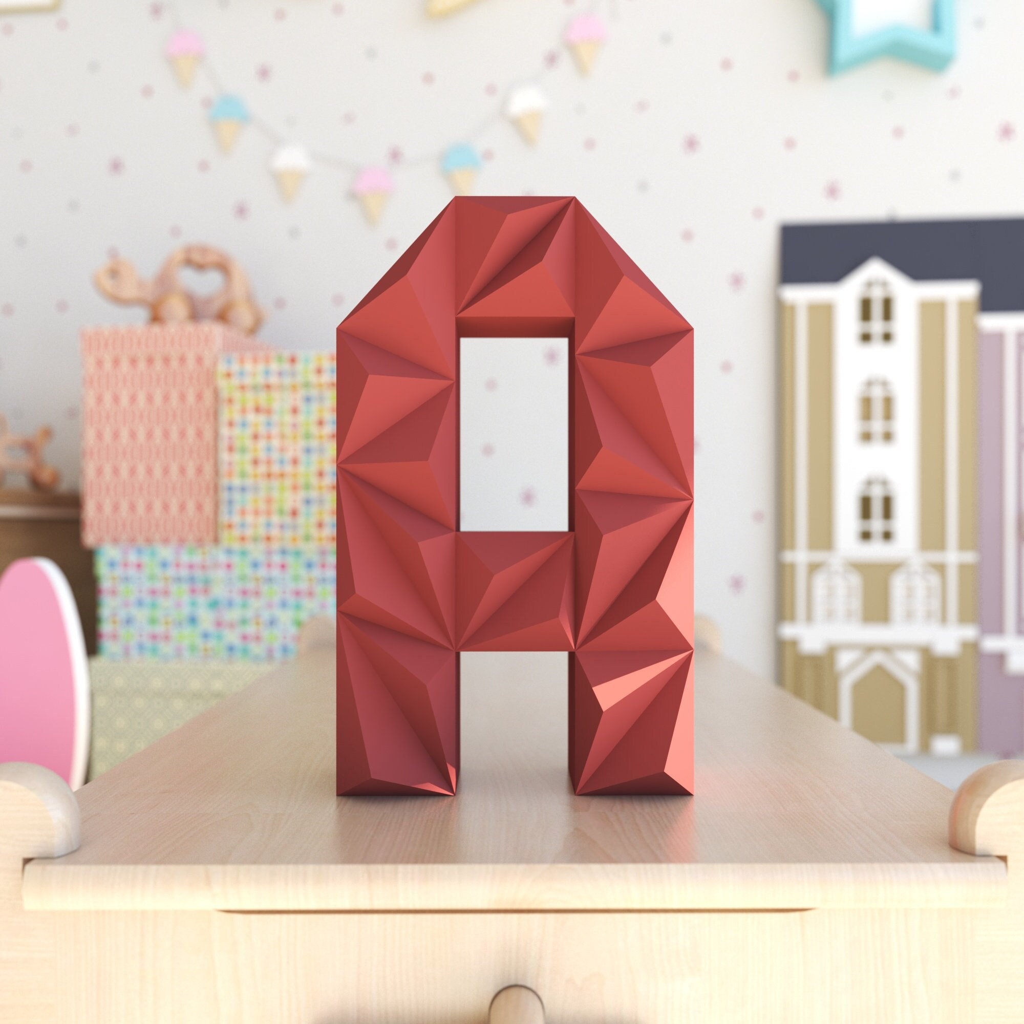 Russian alphabet Low poly Papercraft DIY Template