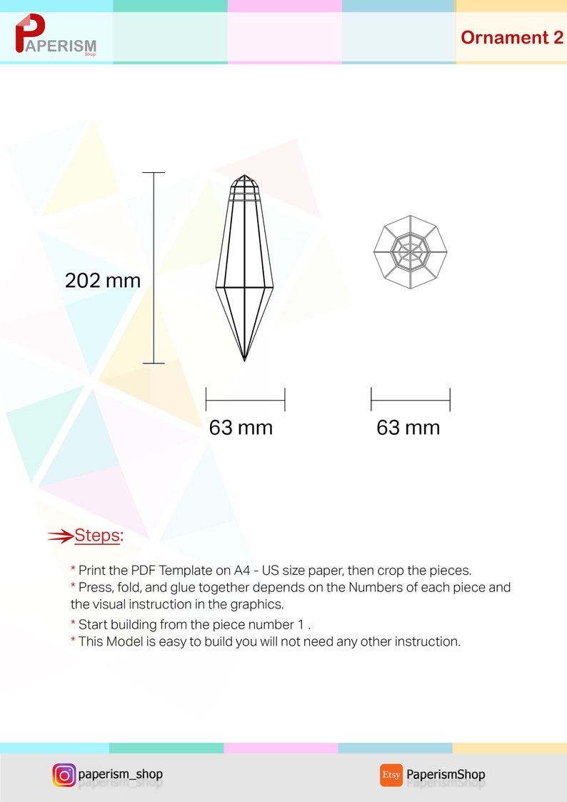 Dimond Hanging Ornaments, Paper Hanging Decoration, Origami Tree ...