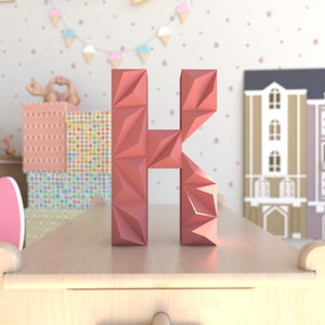 K Low Poly Papercraft, Carta, K 3D, Letra 3D, Regalo, Cartas Papercraft, Plantilla PDF, Modelo 3d DIY Paper Craft, Carta de decoración de cumpleaños