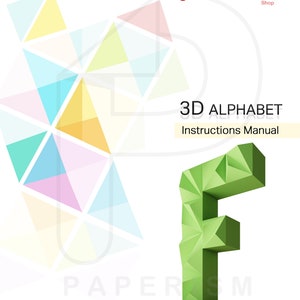 F Letter 3d, Alphabet 3D, 3D letter for party decor, Papercraft Letters, PDF Template, DIY Paper Craft 3d model, Birthday decoration letter image 4