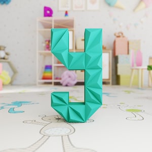 Y Low Poly Papercraft, Carta, Alfabeto Y 3D, Letra 3D, Regalo, Cartas Papercraft, Plantilla PDF, Modelo 3D DIY Paper Craft, decoración de pared