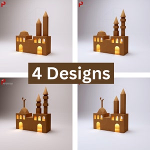 3D Mosque Model, PRINTABLE Ramadan Decor, Ramadan Papercraft lantern, SVG Paper Masjid Decoration, DIY Eid masjid activity, Hajj Kids craft image 4