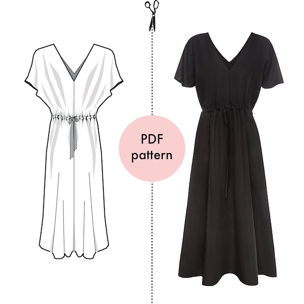 PDF Summer Dress Pattern | Beginner Sewing Pattern | Instant Download | Printable | Elegant Dress | Sizes 32/34-52/54 | PLUS SIZE