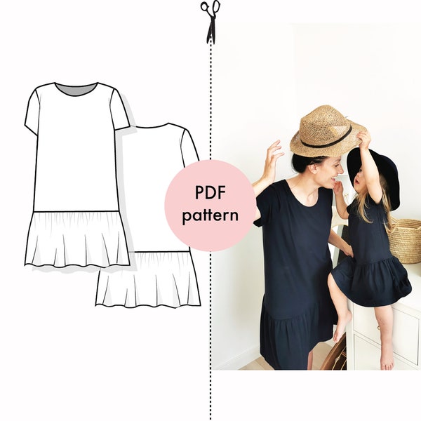PDF Mommy and Daughter Dress Pattern | Intermediate Sewing Pattern | Mommy Dress | Instant Download | Printable Pattern | Sizes 34-46