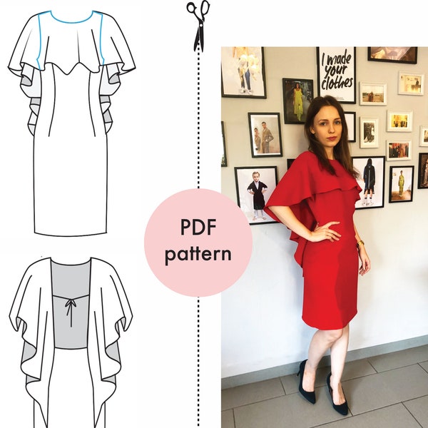 PDF Dress Pattern | Instant Download | Intermediate Pattern | Printable Pattern | Evening Dress | Sewing How To | Sizes 34-46 | PLUS SIZE