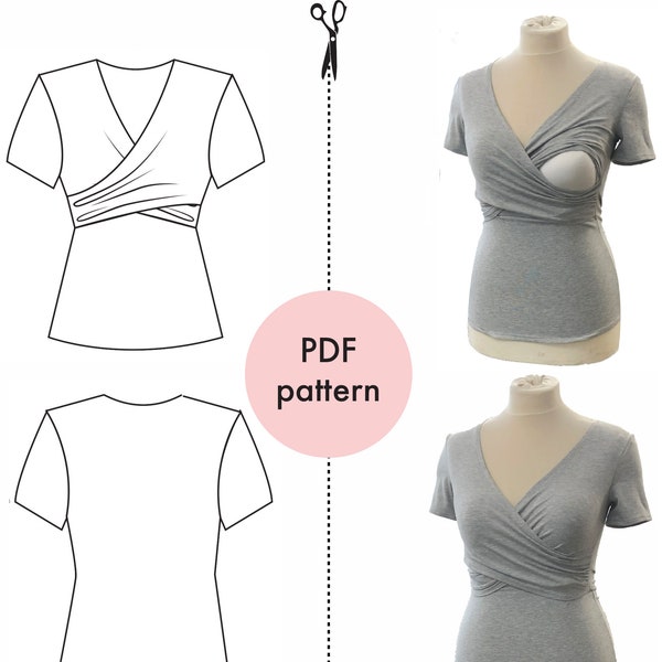 PDF Nursing Top Pattern | Beginner | Instant Download | EASY Sewing Pattern  | Breastfeeding Maternity Pattern | Sizes 34-46 | A4-A0 format