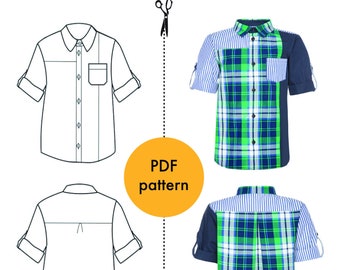 PDF Kids Shirt Pattern | Instant Download | Intermediate Sewing Pattern | Printable Pattern | Children's Shirt | Sizes 86-134 | A4-A0 format