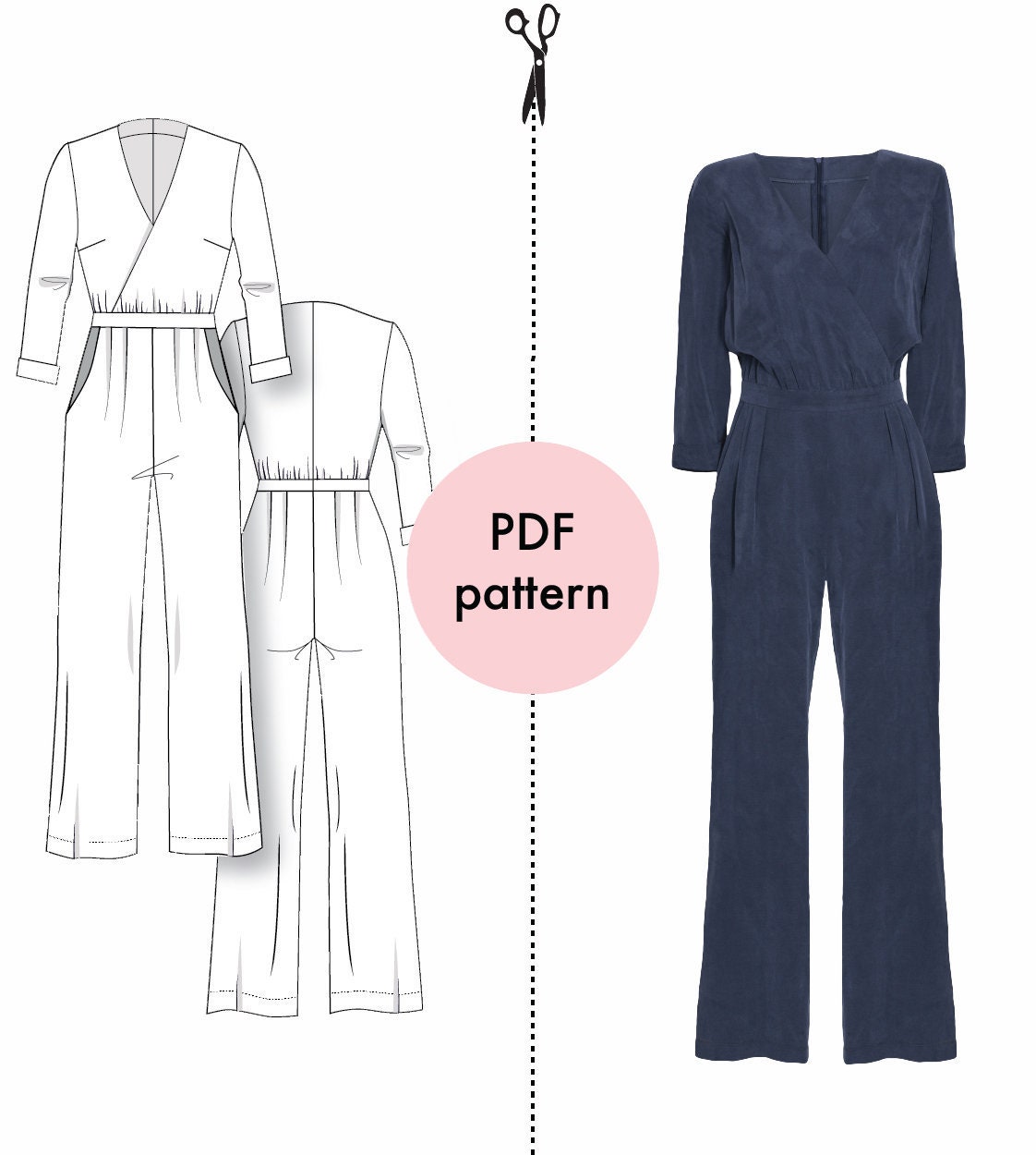 PDF Jumpsuit Pattern Instant Download Intermediate Sewing Pattern