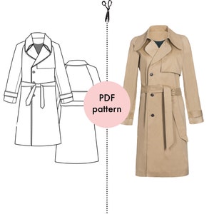 PDF Trench Coat Pattern | Advanced Sewing | Instant Download | Classic Trench | Capsule Wardrobe | Sizes 34/36 - 46/48 | A4-A0 format