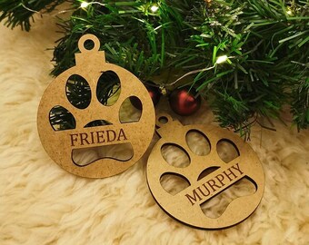 Wooden Christmas ornament paw print