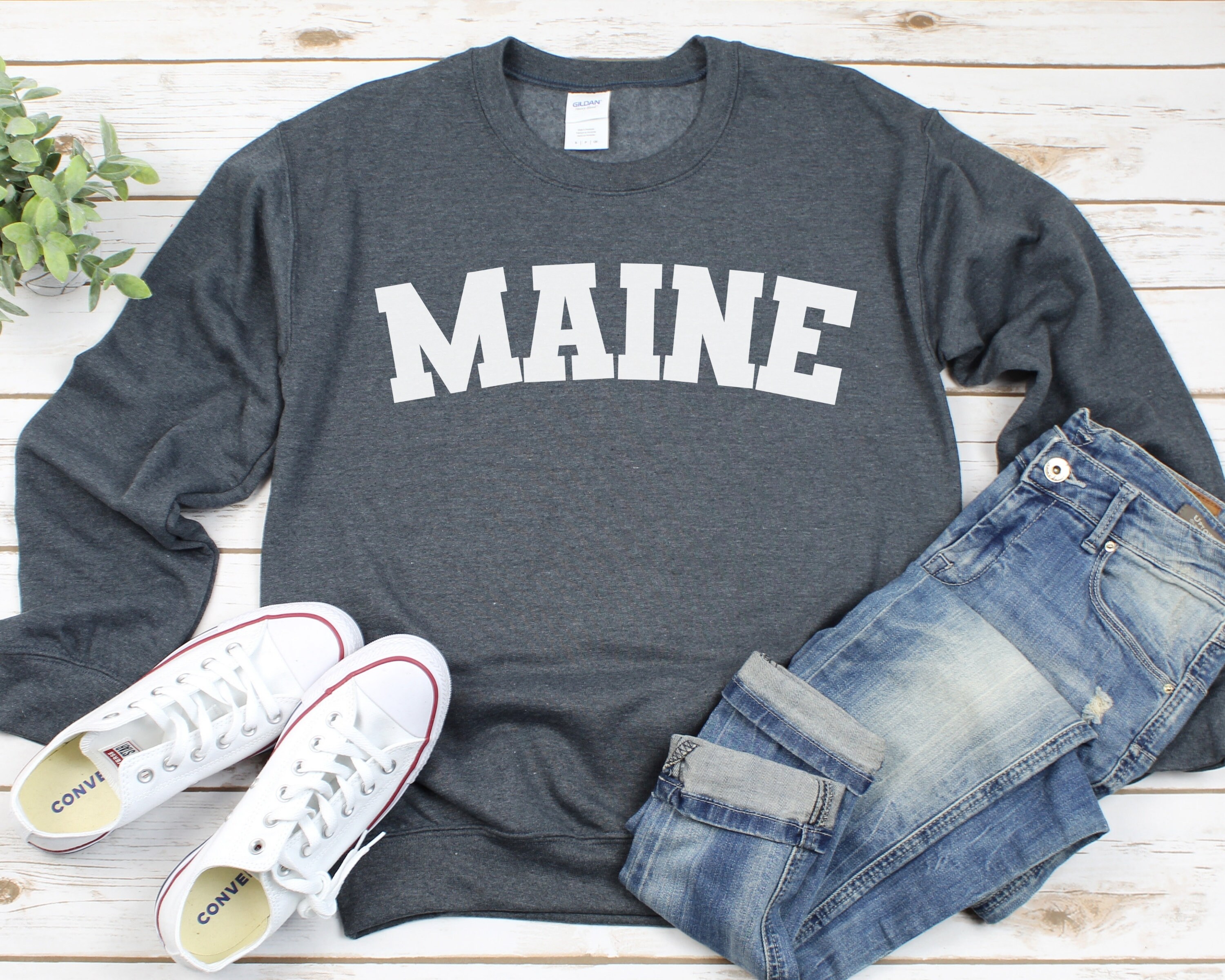 Maine Sweatshirt Crewneck Sweatshirt Maine Sweater Maine Etsy
