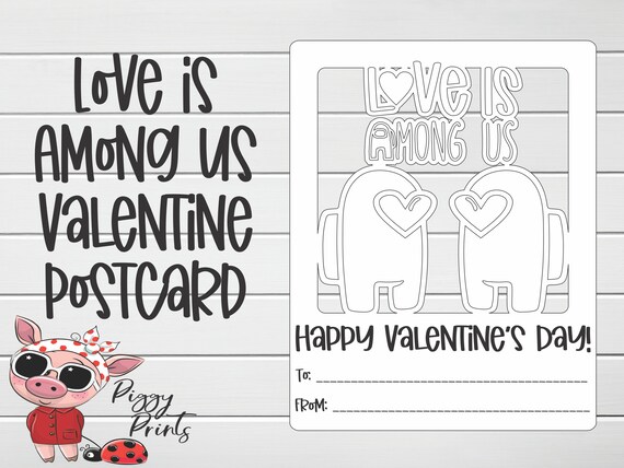 Download Diy Love Is Among Us Valentine Card Design Svg Digital Etsy