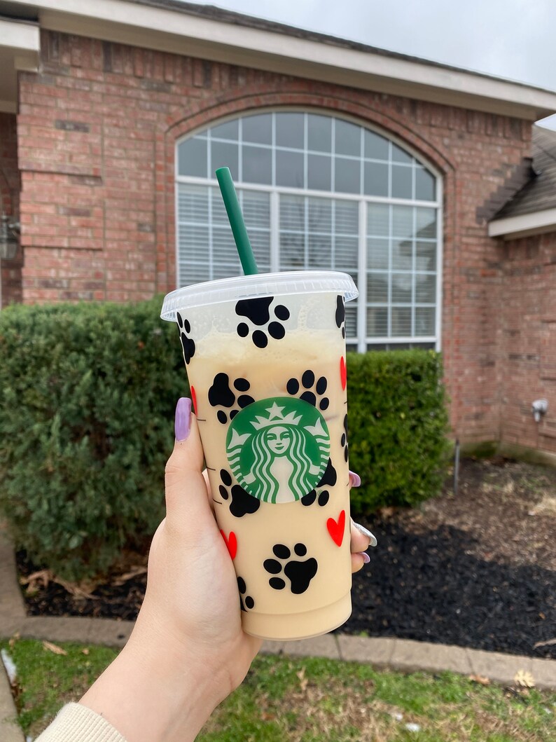 Dog Paws Coffee Cup Puppy Love Starbucks Coffee Tumbler Paws and Hearts Coffee Tumbler