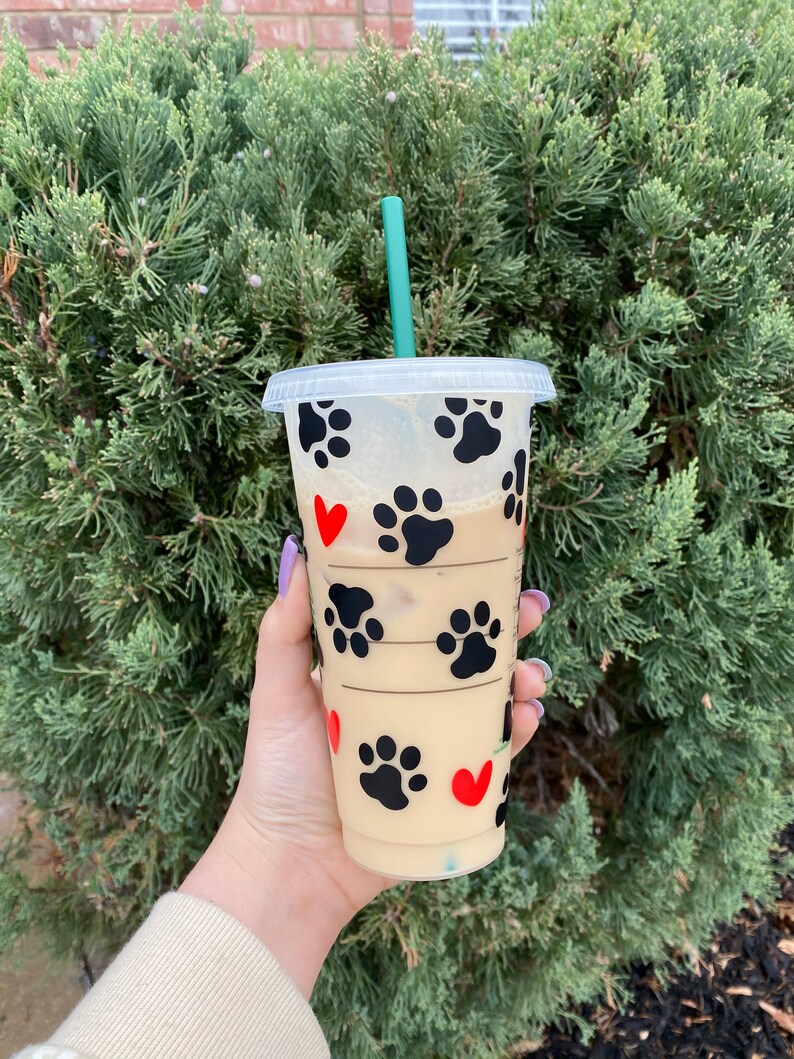 Dog Paws Coffee Cup Puppy Love Starbucks Coffee Tumbler Paws and Hearts Coffee Tumbler