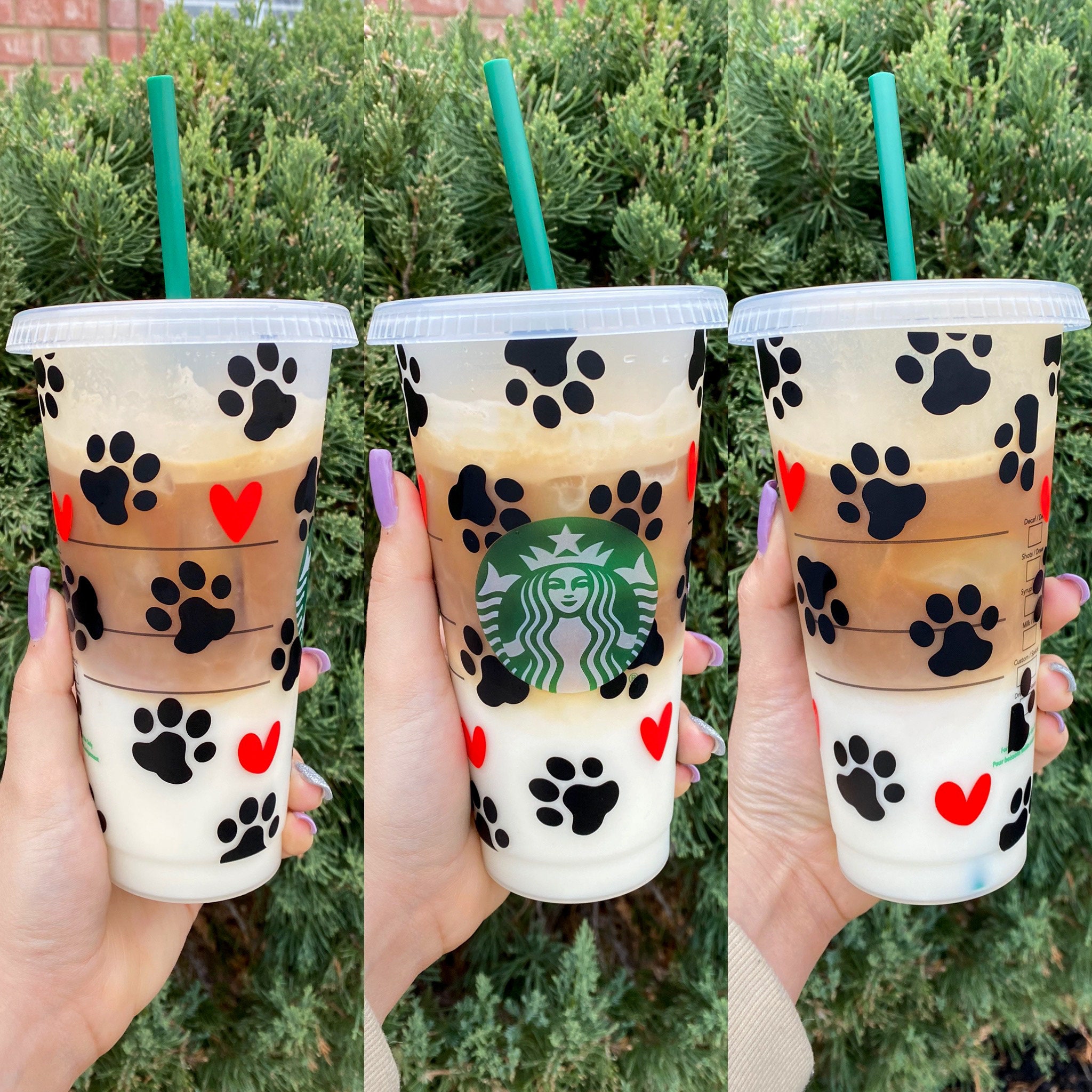 Puppy Love Starbucks Coffee Tumbler Paws and Hearts Coffee Etsy