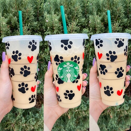 Dog Paws Coffee Cup Puppy Love Starbucks Coffee Tumbler Paws and Hearts Coffee Tumbler