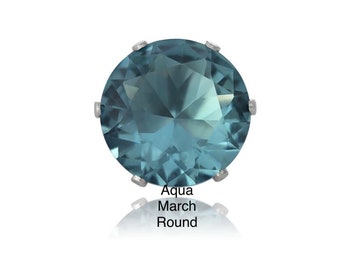 Solid 925 Sterling Silver Diamond and Aquamarine Blue March Gemstone Oval Pendant Charm 10mm x 4mm