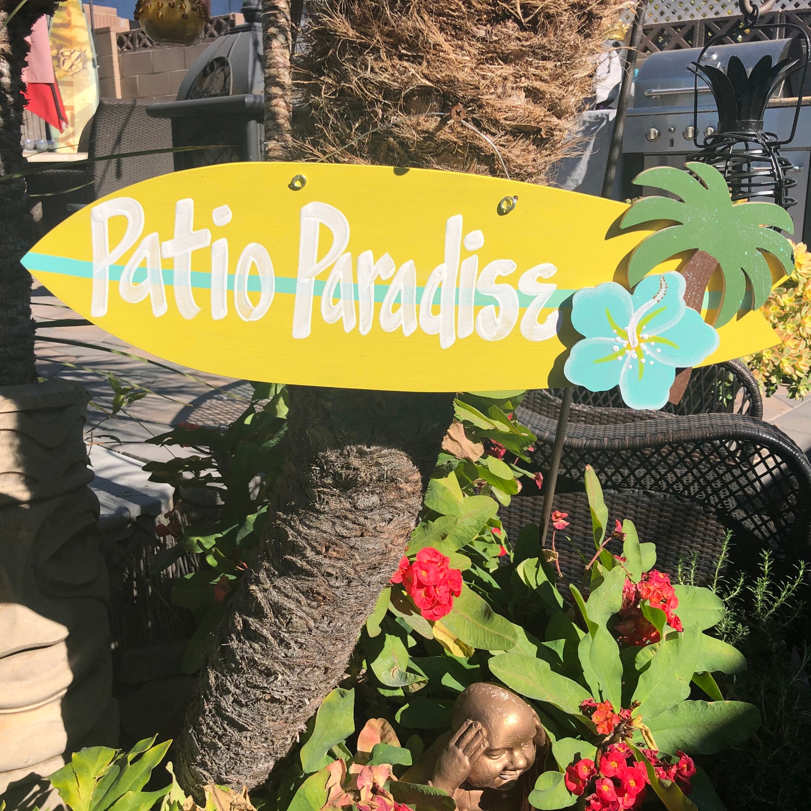 Patio Paradise Custom Painted Wood Surfboard Signpersonalized Etsy