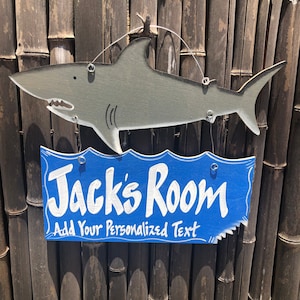 Shark Bite Sign, Personalized Kid Name Sign, Shark Bite Wall Decor, Kid Door Sign, Handmade Shark Wall Hanger,Boys Room Sign,Kid Wall Art