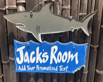 Personalized Shark Bite Kid's Room Sign, Handmade Wall Decor