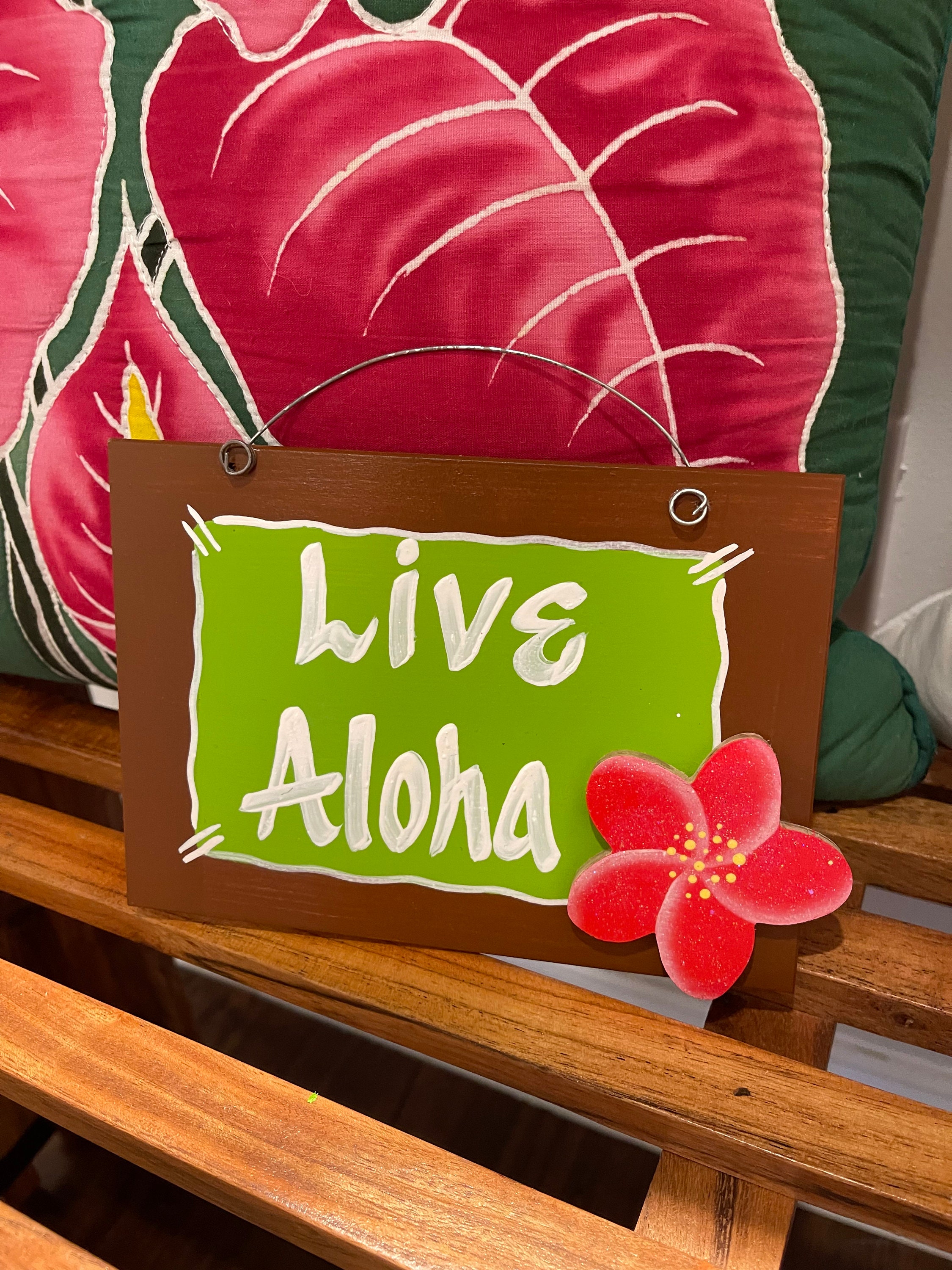 Live Aloha Wood Sign, Hawaii Theme Wall Art Decor, Handmade Tropical ...