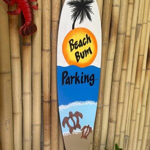 Wood Surfboard Wall Art, Handmade Coastal Decor For Beach House, Perfect Housewarming Gift For Surf Lovers, Tropical Garden Signs
