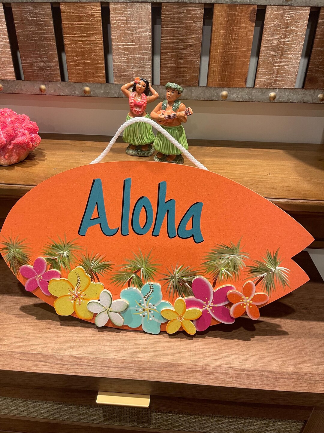 Aloha Surfboard Sign - Tropical Hawaiian Decor, Beach House Wall Art - Etsy