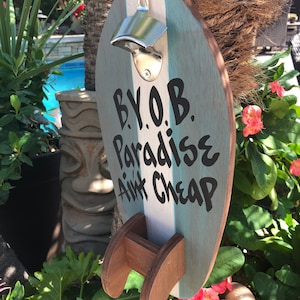Handmade Personalized Wooden Surfboard Bottle Opener
