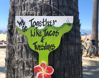 Tacos and Tequila Wood Margarita Bar Sign, Personalized Patio Decor