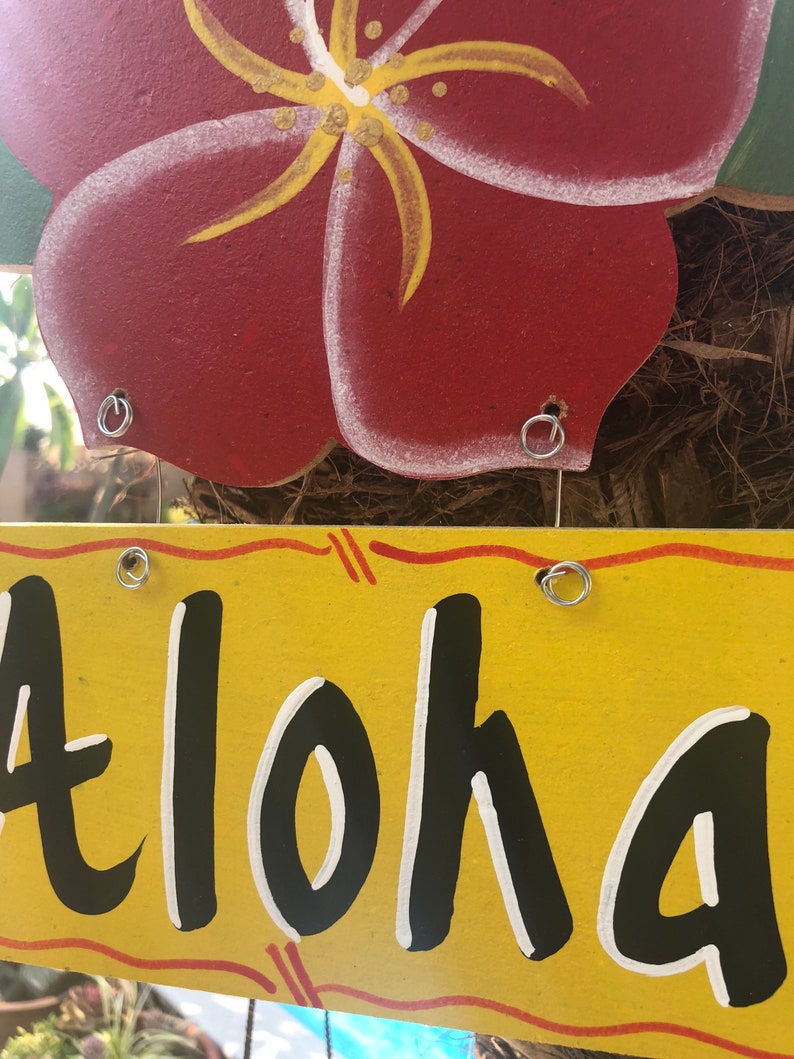 Hawaiian Hibiscus Wooden Signs Tropical Beach Plaque Outdoor Etsy