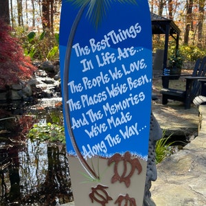 Hand Painted, Surfboard Sign, Personalized Surfboard Sign,Inspirational Sign, Handmade Wood Sign, Retirement Occasion,Surfboard Beach Art