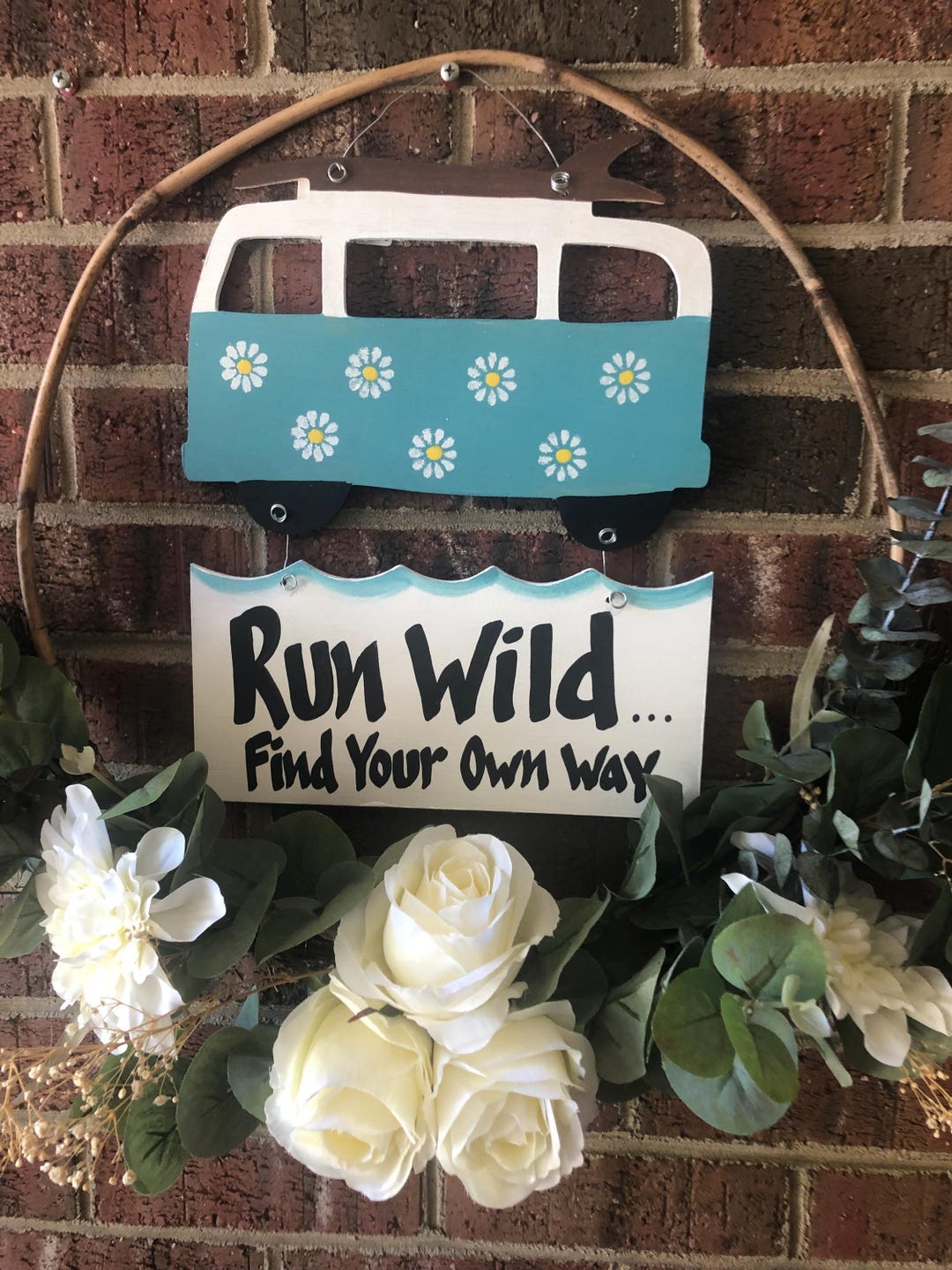 VW Bus Wood Sign: Turquoise Van, Run Wild Decor - Etsy