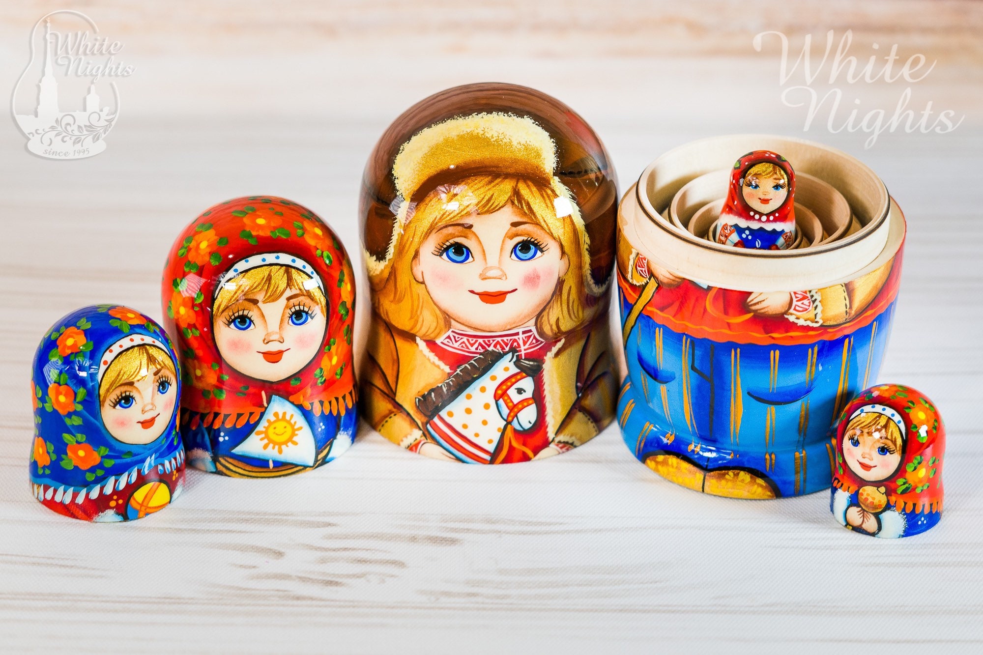 Russian Boy Kids Toys Nesting dolls 5 pieces Children Winter Etsy