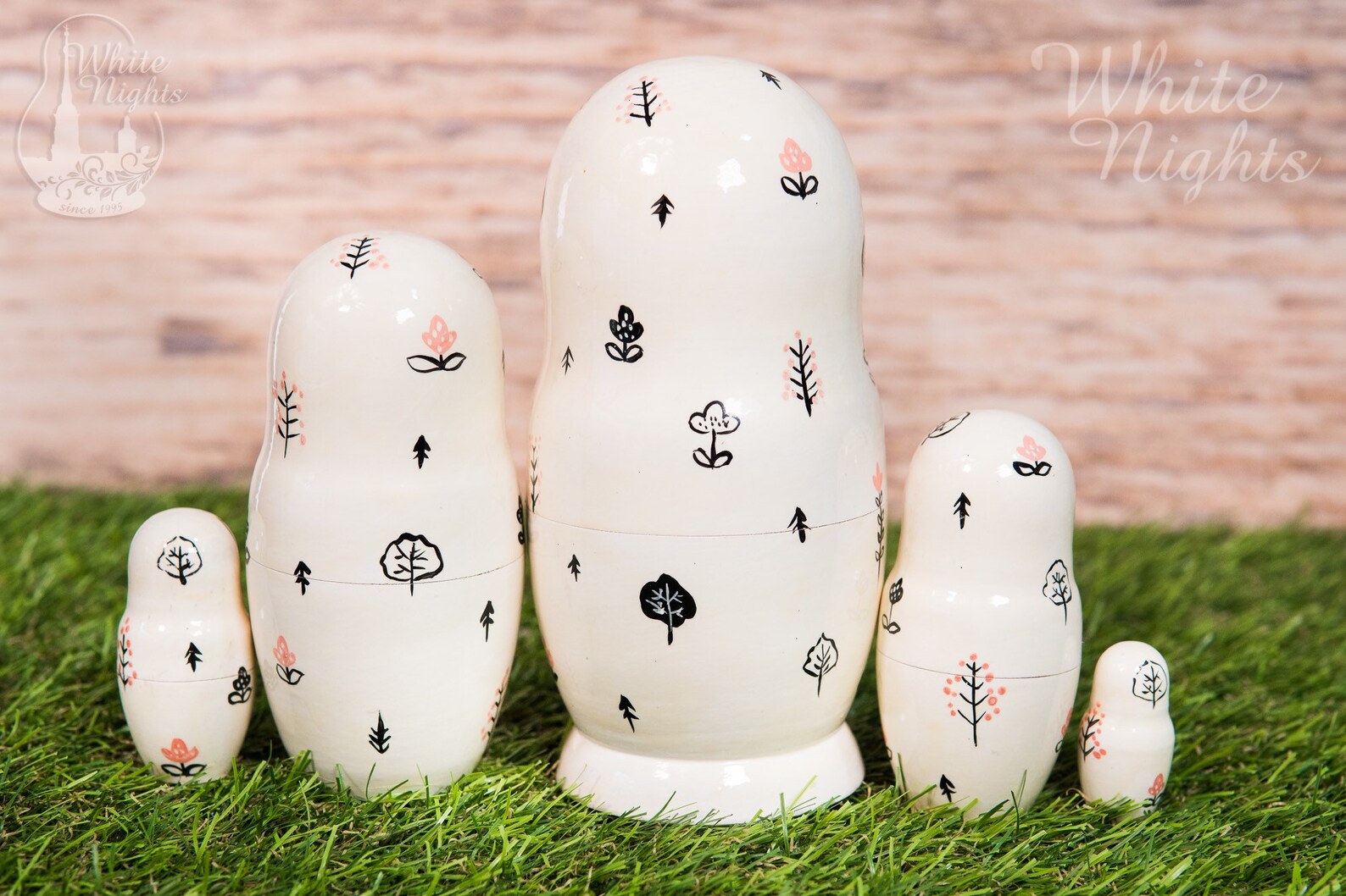 black and white nesting dolls