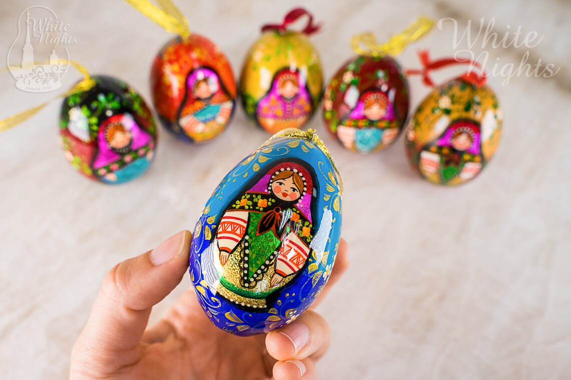 Russian Matryoshka doll egg Red Khohloma nesting dolls Etsy