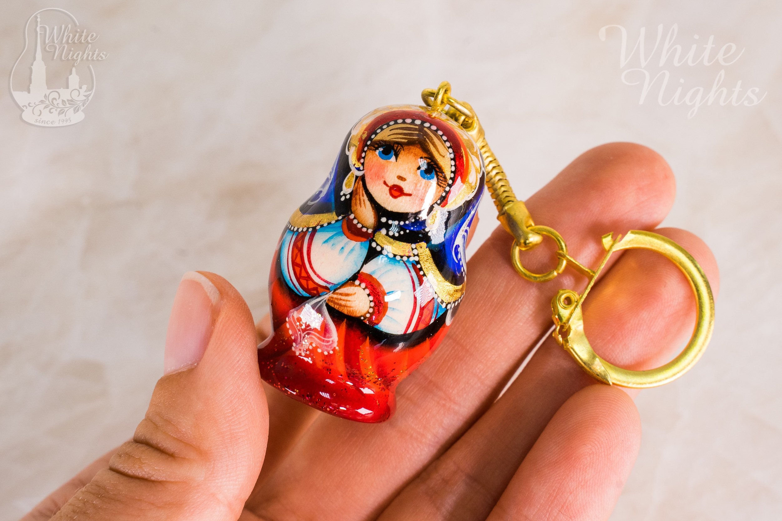 Wooden Keychain Matryoshka Russian dolls Traditional Summer | Etsy