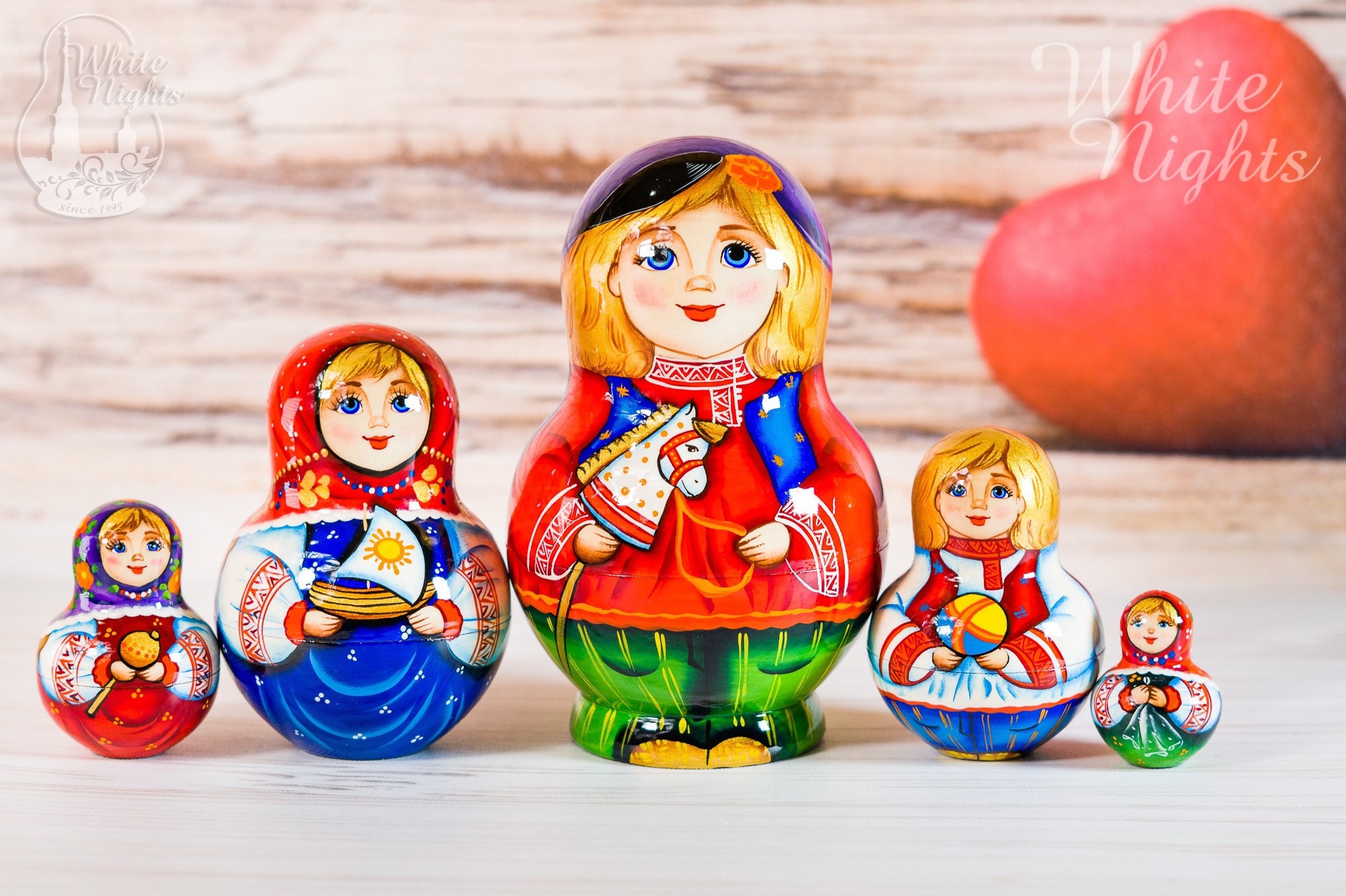 Russian Boy Kids Toys Nesting dolls 5 pieces Children Etsy