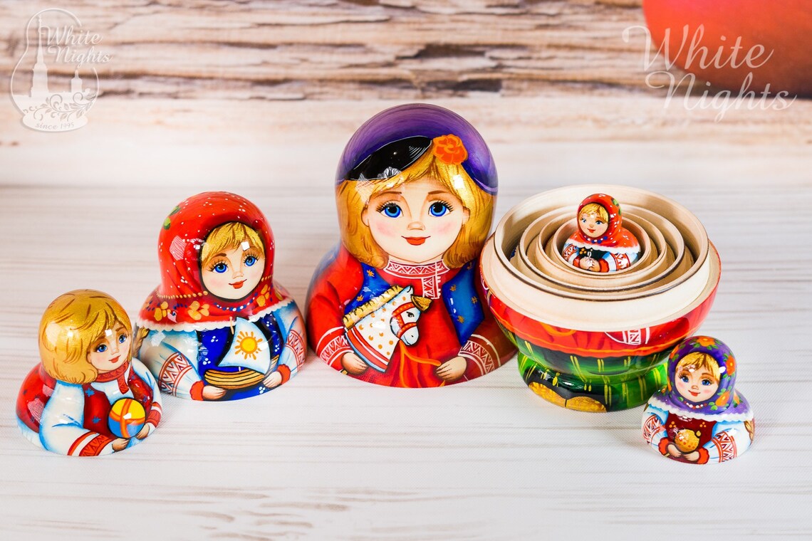 Russian Boy Kids Toys Nesting dolls 5 pieces Children Etsy