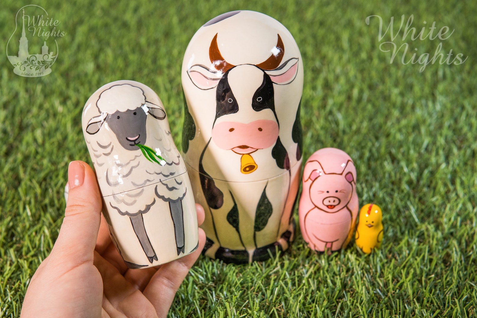 Farm Animals nesting dolls for kids 5 pieces Matryoshka doll Etsy