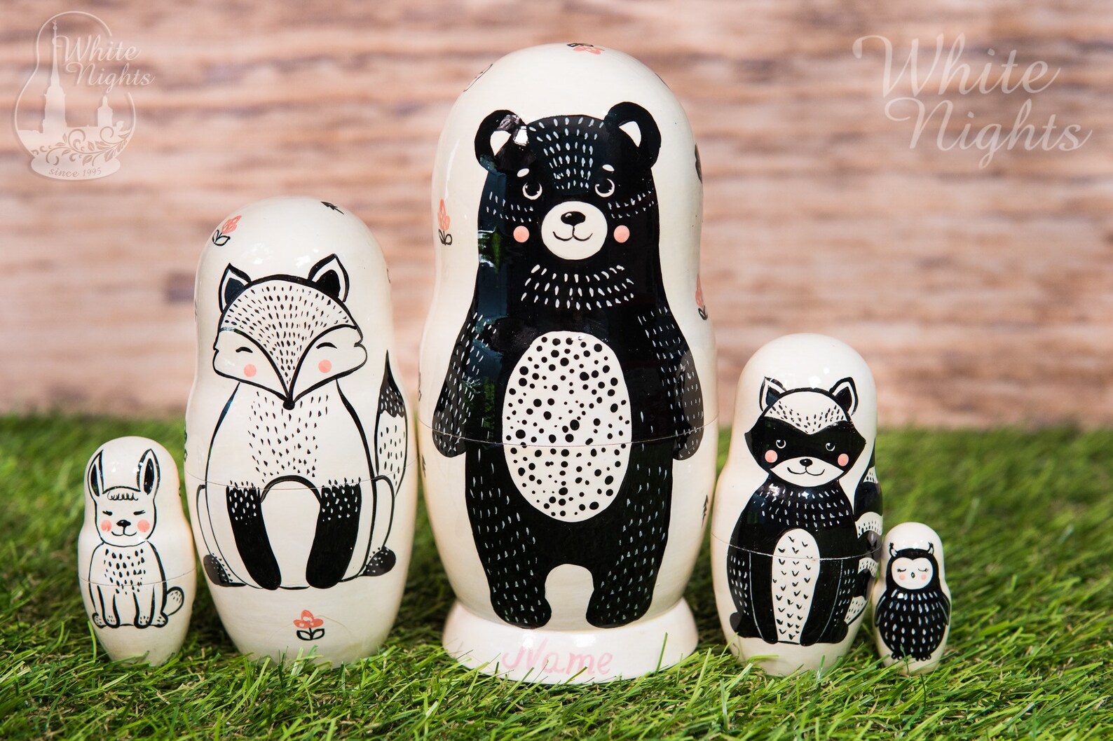 black and white nesting dolls