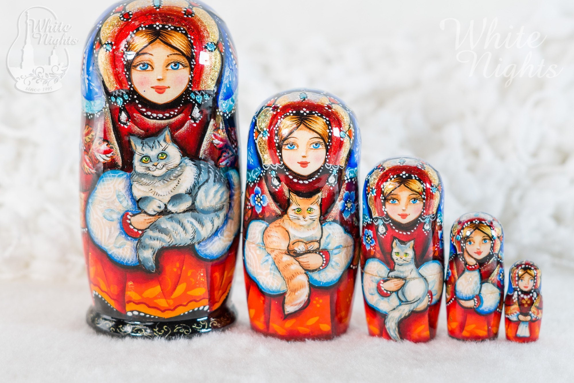 Cat nesting dolls Kittens 5 pieces Russian matryoshka dolls Etsy