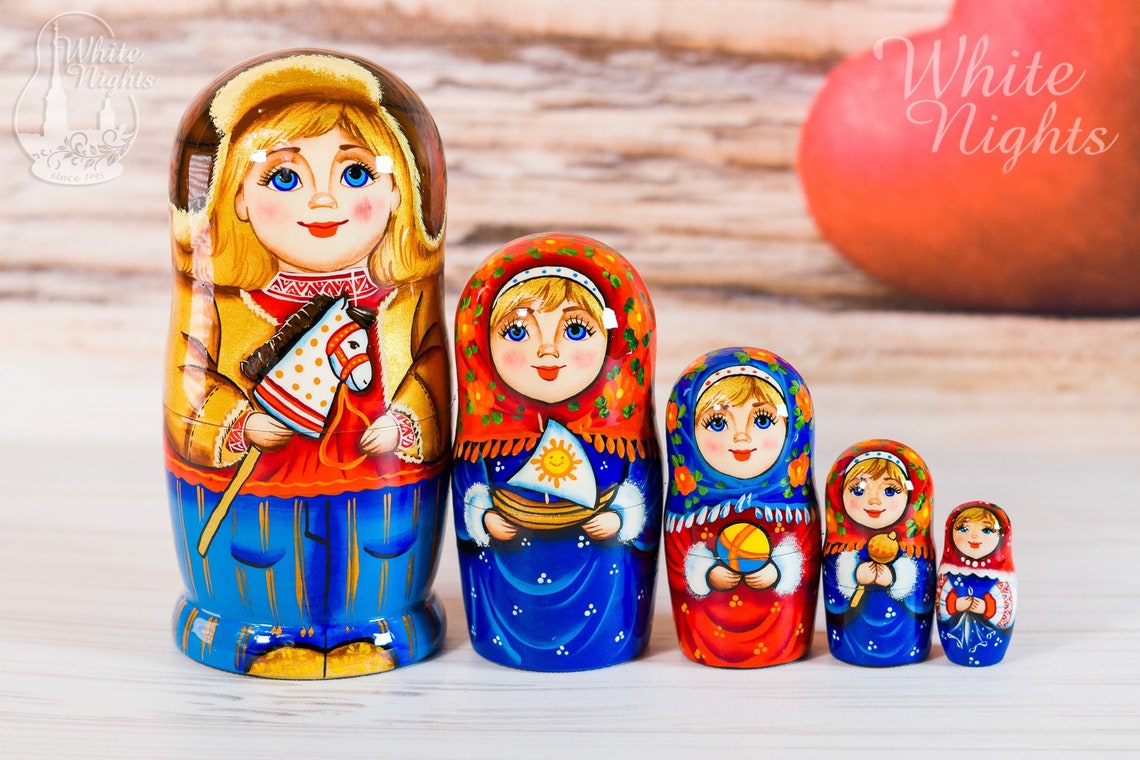 Russian Boy Kids Toys Nesting dolls 5 pieces Children Winter Etsy