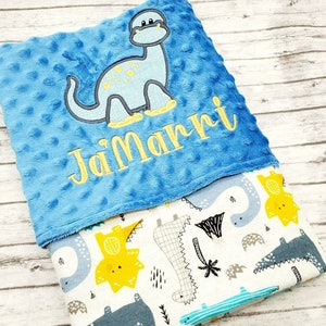 Personalized Dinosaur Baby Blanket, Dino Baby Minky, Custom Baby Blanket, Dinosaur Minky, Baby Lovie, Dinosaur Crib Blanket, Baby Flannel