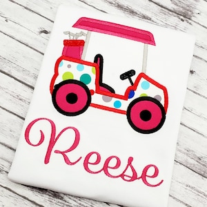 Girl Golf Cart Shirt, Summer Shirt,Golfing Outfit,Personalized Golf Cart Shirt, Summer Golfing Shirt, Boy Golf Cart Shirt, Embroidered Golf
