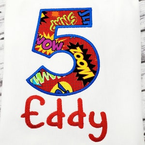 Super Hero Words Birthday Shirt, 5th Birthday Super Hero, Personalized Super Hero Birthday , Super Hero Party, Super Hero Shirt,
