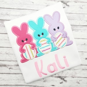 Girls Embroidered Easter Bunny Shirt, Embroidered Easter Bunny Shirt, Easter Egg Girls Shirt, Girls Easter Custom Shirt, Personalized Shirt