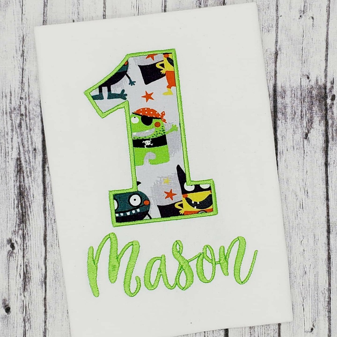 Monster Pirate 1st Birthday Shirt: Embroidered Appliqué Outfit - Etsy