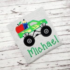 Monster Truck School Shirt, Personalized Monster Truck Shirt, Back to School Monster Truck Shirt, School Shirt, Custom Embroidered Shirt